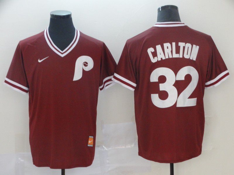 Men Philadelphia Phillies #32 Carlton Red Game Throwback Nike 2022 MLB Jersey